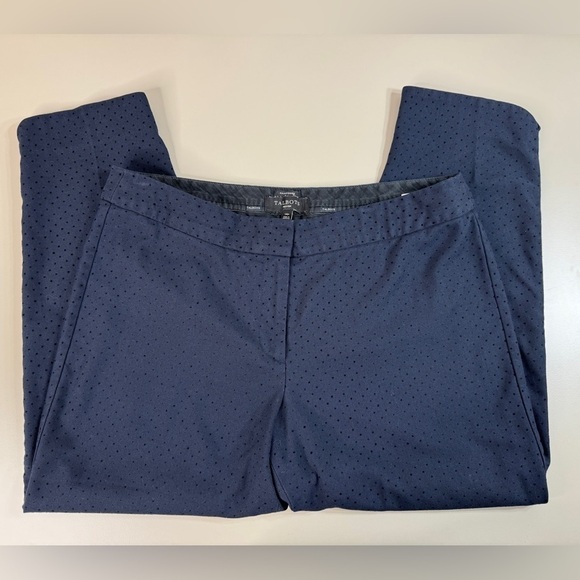 Talbots Hampshire Ankle Navy with black velour polkadot pattern women’s 14 P - Picture 2 of 13
